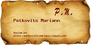 Petkovits Mariann névjegykártya